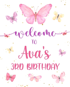 Butterflies Welcome Sign (16" x 20"): Butterfly Welcome Sign