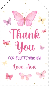 Butterflies Thank You Tag (2" x 3.5"): Butterfly Invitations
