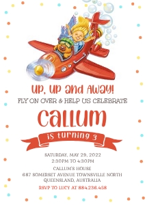 Plane Birthday Invitation (5" x 7"): Plane Invitations