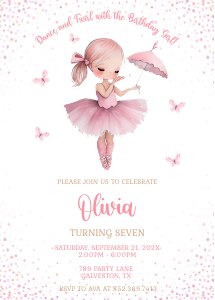 Ballerina Invitations 2 design preview