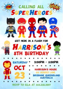 Superhero Invitations design preview