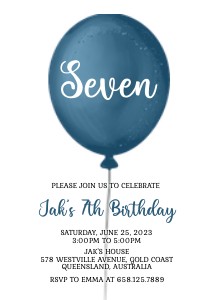 Navy Balloon Invitations design preview