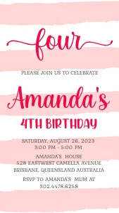 Blush Stripes Phone Invitation design preview