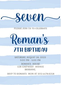 Blue Stripes Invitations design preview
