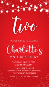 Red String Lights Phone Invitation design preview