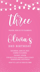 Pink String Lights Phone Invitation design preview