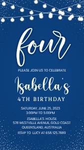 Blue String Lights Phone Invitation design preview