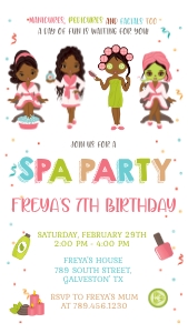 Spa / Beauty Birthday Invitation (1080 x 1920 pixel): Spa Party Phone Invitation2