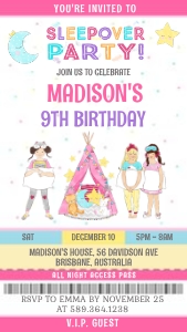 Sleepover Ticket design preview
