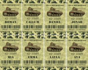 Ticket  Army Badge (2.25" x 3.63"): Army Invitations