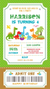 Ticket Dinosaur Birthday Invitation (1080 x 1920 pixel): Dinosaur Ticket