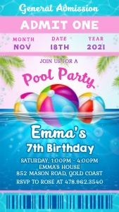 Pool Party Ticket2 design preview