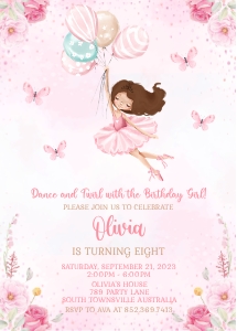 Ballerina Dark Hair Invitation design preview