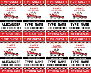 Ticket Car Racing Badge (2.25" x 3.63"): Car Race Ticket