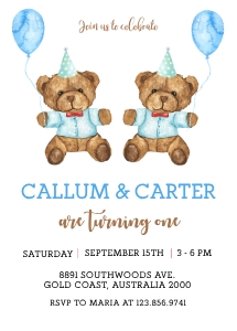 Twin Boys Invitation design preview