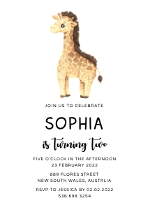 Giraffe Invitation design preview