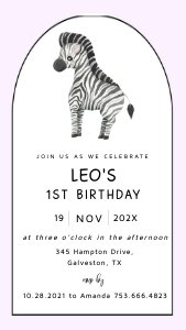 Zebra Phone Invitation design preview