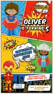 Superhero Birthday Invitation 2 (1080 x 1920 pixel): Superhero Invitation2