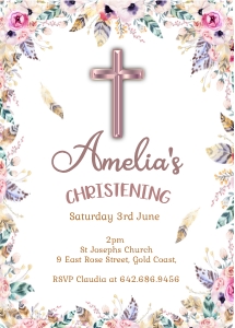 Christening Invitation 3 5" x 7" Invitation: Christening Invitation 3