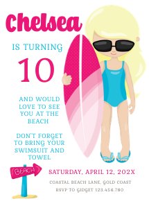 Surfer Girl Blonde Invitation design preview