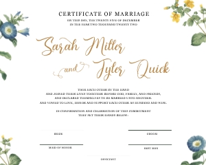 Wild Flower Marriage Certificates design preview