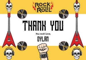 Rock n Roll Thank You Card 3: Rock n Roll Thank You Cards