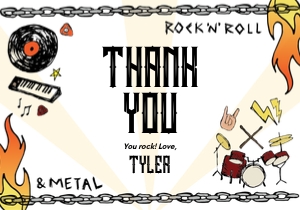 Born 2 Rock Thank You Card 3: Born to Rock Thank You Cards