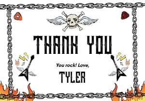 Born 2 Rock Thank You Card 1: Born to Rock Thank You Cards