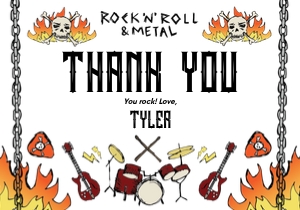 Born 2 Rock Thank You Card 4: Born to Rock Thank You Cards