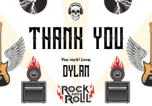Rock n Roll Thank You Card 4: Rock n Roll Thank You Cards