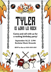 Born 2 Rock Invitation 2 design preview