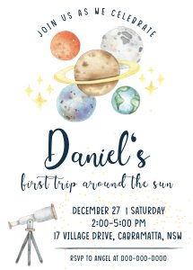 Planets Invitation Card 2 design preview
