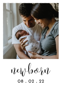 5x7 White Photo Banner - (0) Newborn: Basic Birthday Bundle