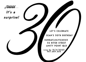 30th Birthday Card design preview