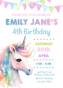 Girl 1 Birthday Invitation (5" x 7") design preview