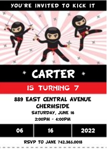 Ticket Ninja Birthday Invitation 5x7: Ticket Ninja Birthday Invitation 5x7