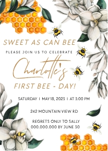 Bee Invitation1 5x7" design preview