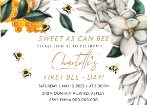 Bee Invitation1 7x5" design preview