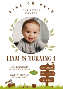 Camp out Photo Birthday Invitation (5" x 7") design preview