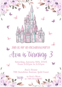 Princess Castle Invitation (5" x 7") design preview