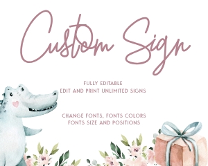 Baby Blush Plum Custom Sign 10 X 8": Gender Neutral Baby Shower