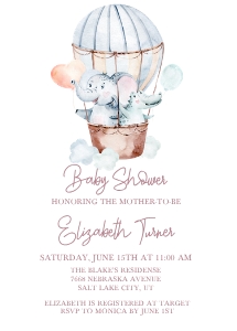Baby Blush Plum Shower Invitation 5 x 7": Gender Neutral Baby Shower