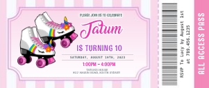 Ticket Roller Skates Invitation 8.7" x 3.7": Ticket Roller Skates Invitation 8.7" x 3.7"