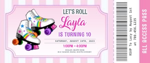 Ticket Roller Skates2 Invitation 8.7" x 3.7" design preview