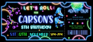 Ticket Glow Roller Skate Blue Invitation design preview