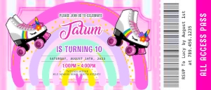 Roller Skates Rainbow Ticket Invitation design preview