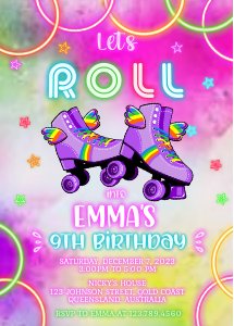 Roller2 Skating Invitation 5 x 7 design preview