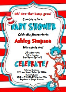 The Cat in the Hat baby shower invitation design preview
