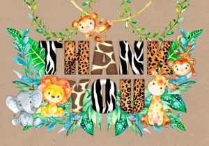 Thank you card: Safari baby shower set