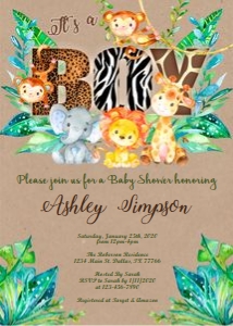 Safari baby shower invitation: Safari baby shower set